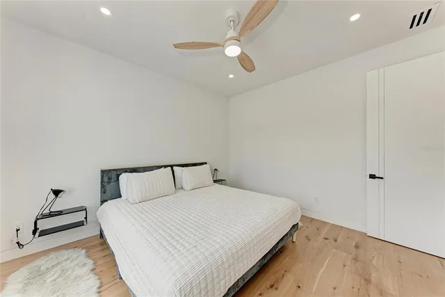 a view of a park with plants and trees