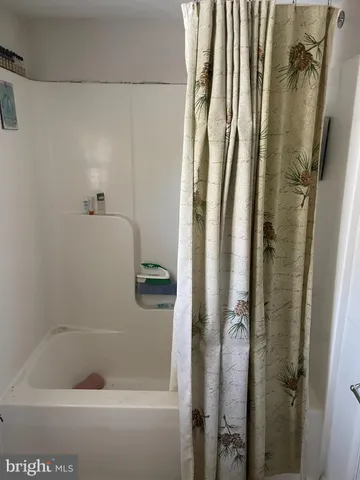 a bathroom with a bathtub