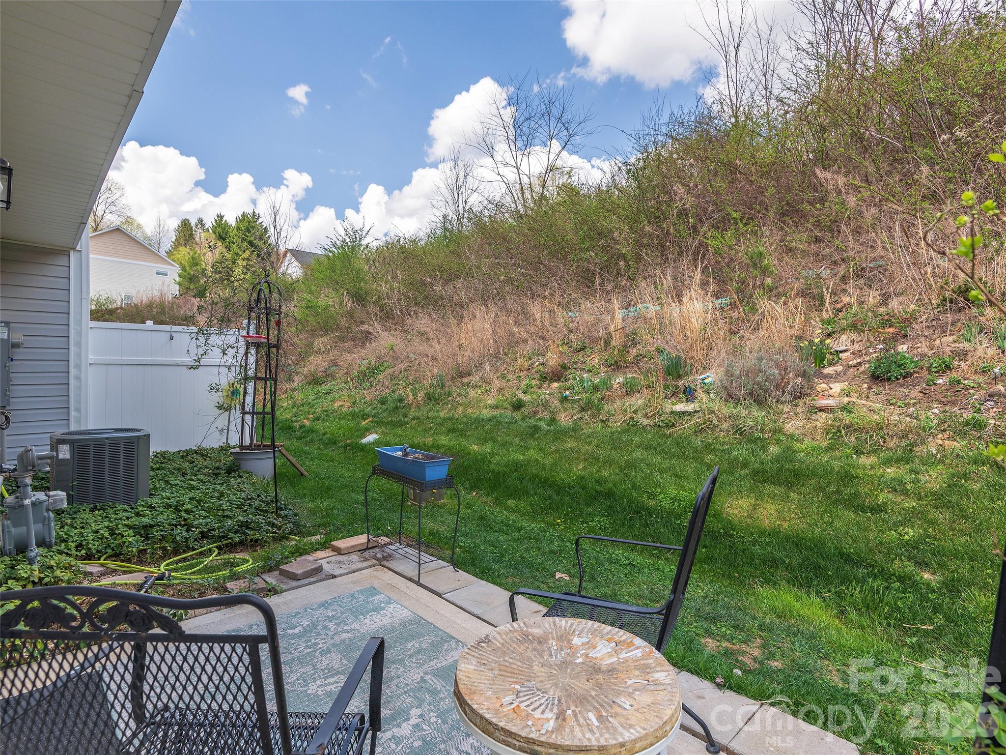 201 Stoney Point Way Candler, NC 28715 - Photo 17 of 18 a backyard of a house with a garden and outdoor seating
