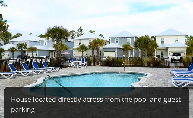 a view of a swimming pool with a sitting space