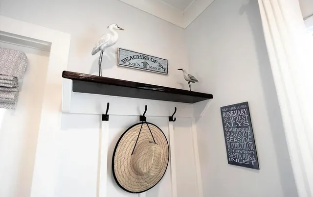 a view of a hallway with washer and dryer