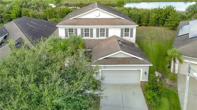 an aerial view of a house