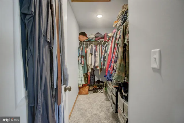 a view of a closet with storage