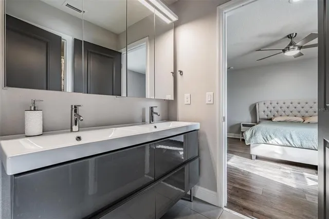 a bathroom with a bathtub and shower
