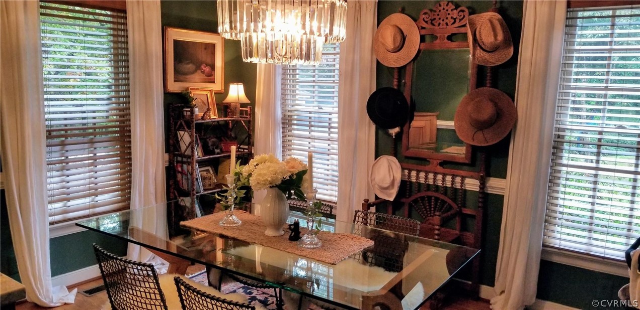 878 Three Chopt Road Manakin-Sabot, VA 23103 - Photo 8 of 11 Formal Dining room with stunning designer chandeli