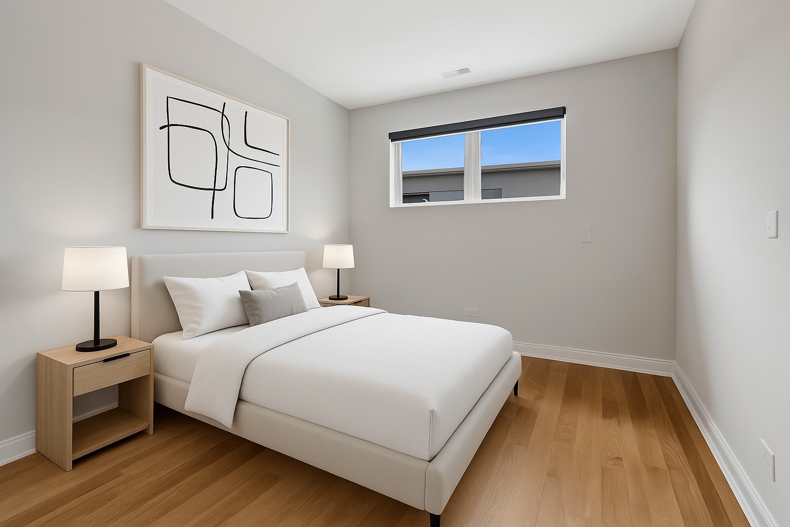 1014 North Larrabee Street, Unit 4N Chicago, IL 60610 - Photo 17 of 24 a bedroom with a bed and painting on the wall