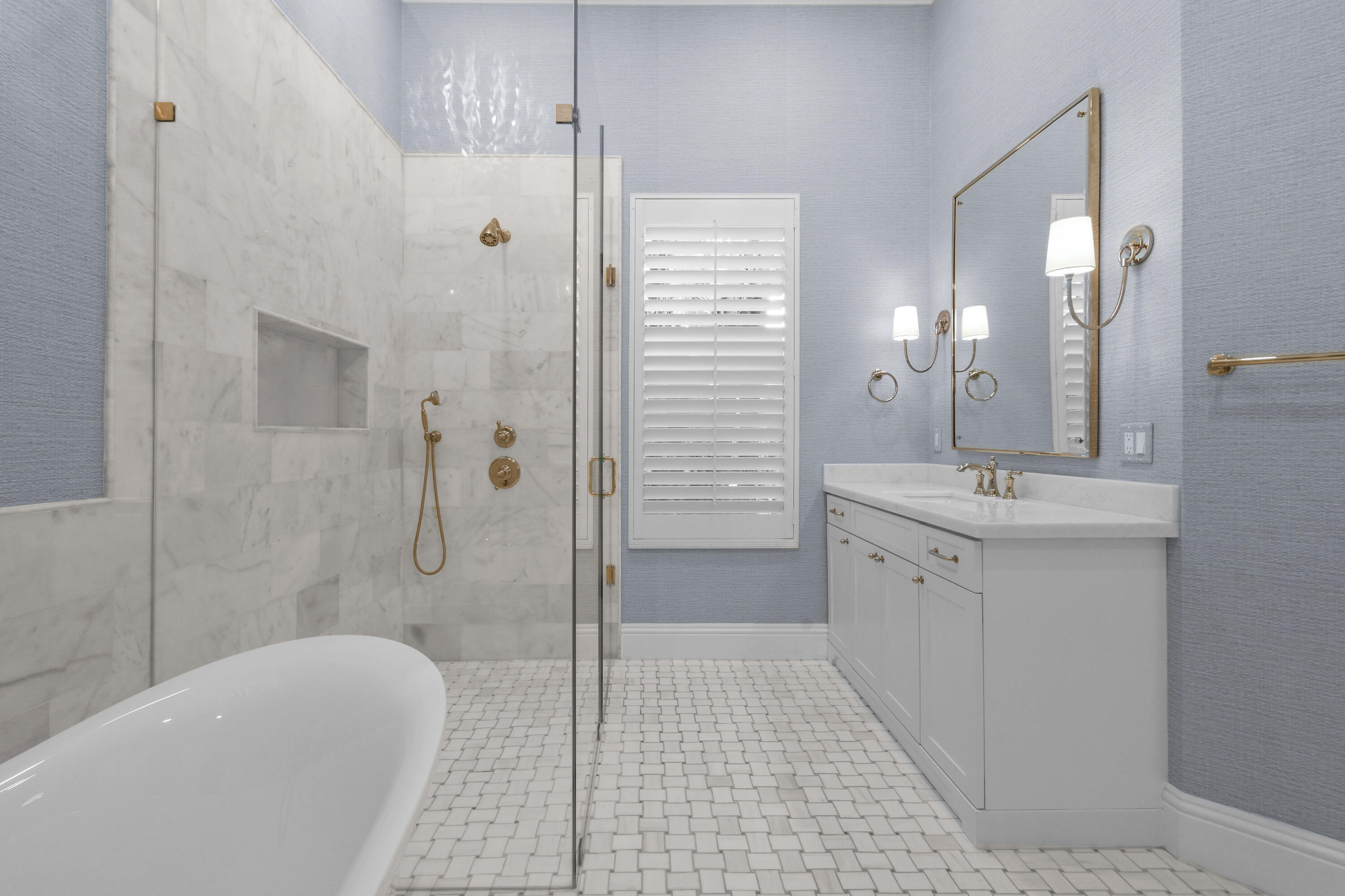 111 Bilboa Drive Jupiter, FL 33458 - Photo 23 of 35 a bathroom with a double vanity sink toilet and shower