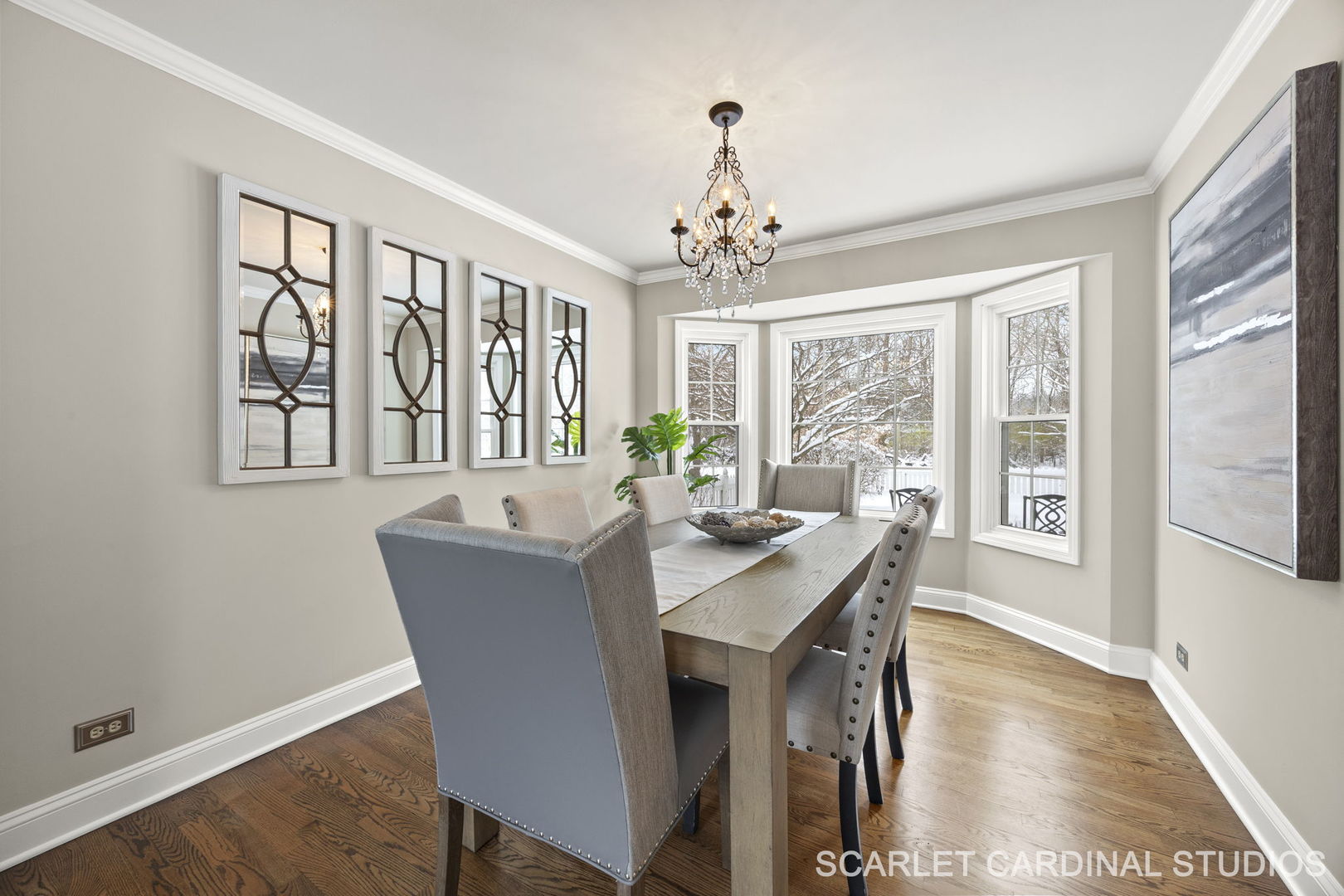 295 Meadowview Lane Aurora, IL 60502 - Photo 6 of 42 a view of a dining room with furniture a chandelier and wooden floor