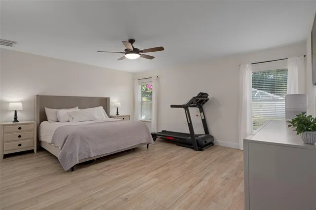 an aerial view of a house with a garden