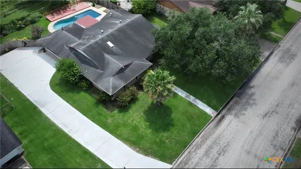 an aerial view of a house