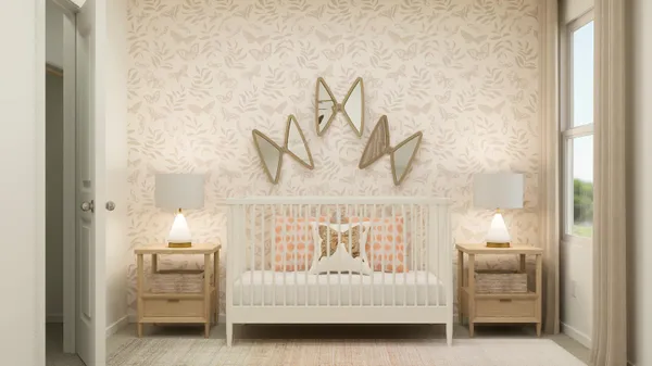 a bedroom with a bed and a night stand