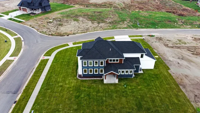 an aerial view of a house