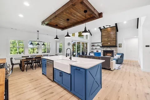 a large kitchen with lots of counter space