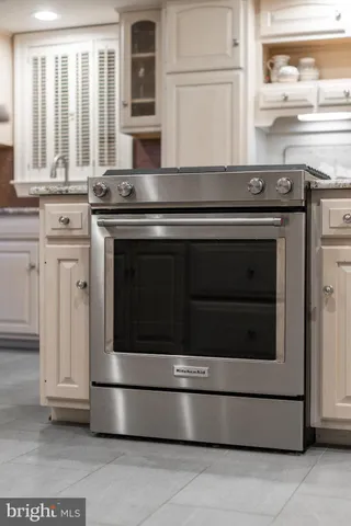 a stove top oven sitting inside of a kitchen