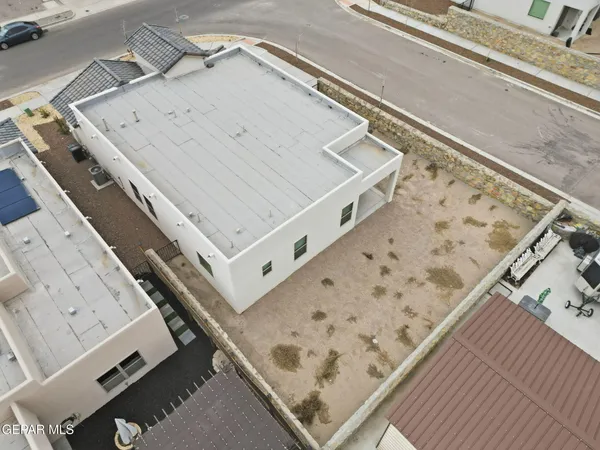 an aerial view of a house