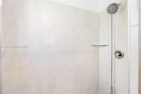 a close view of a shower in a bathroom