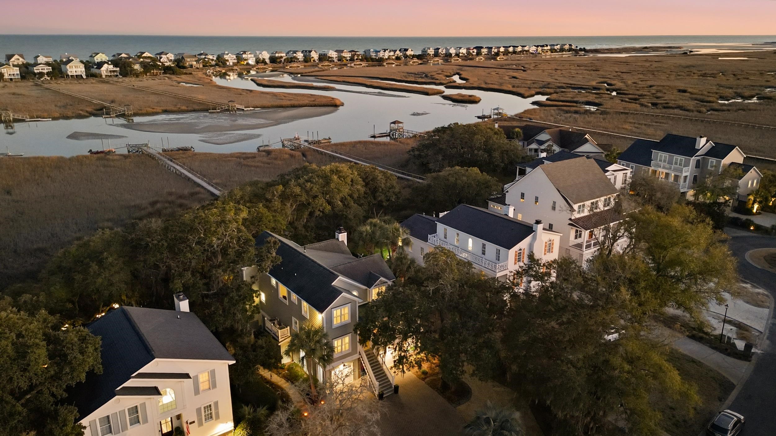 46 High Hammock Way Pawleys Island, SC 29585 - Photo 33 of 40 Aerial perspective of suburban area featuring a large body of water