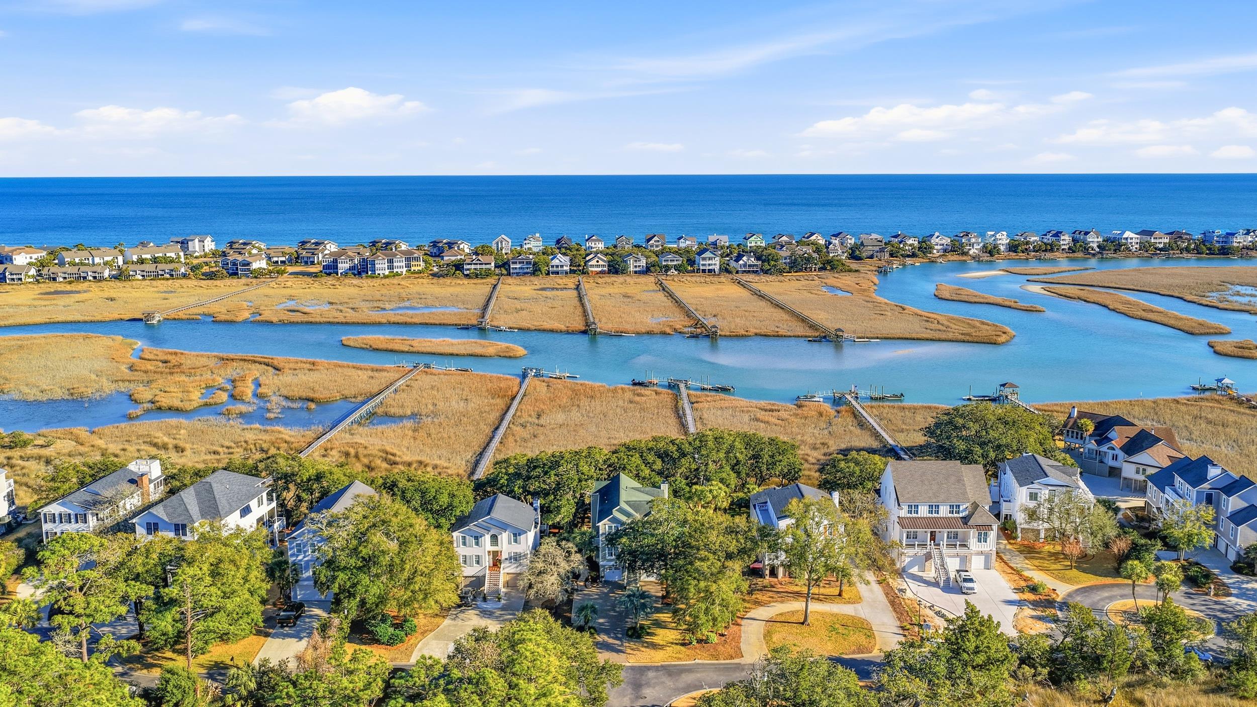 46 High Hammock Way Pawleys Island, SC 29585 - Photo 36 of 40 Aerial view of residential area with a large body of water