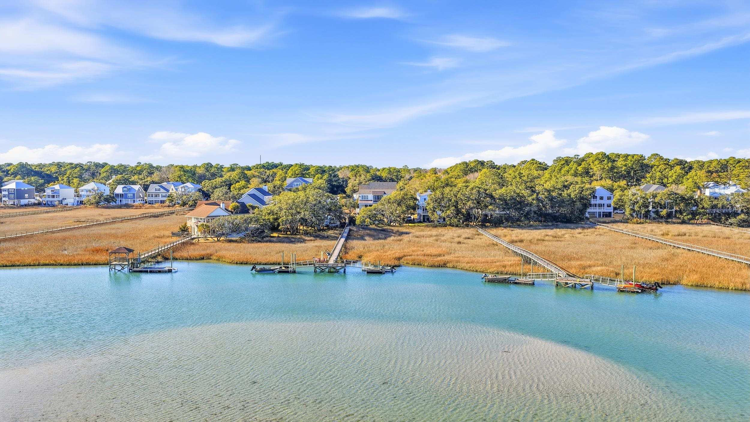 46 High Hammock Way Pawleys Island, SC 29585 - Photo 38 of 40 Aerial view of residential area featuring a large body of water