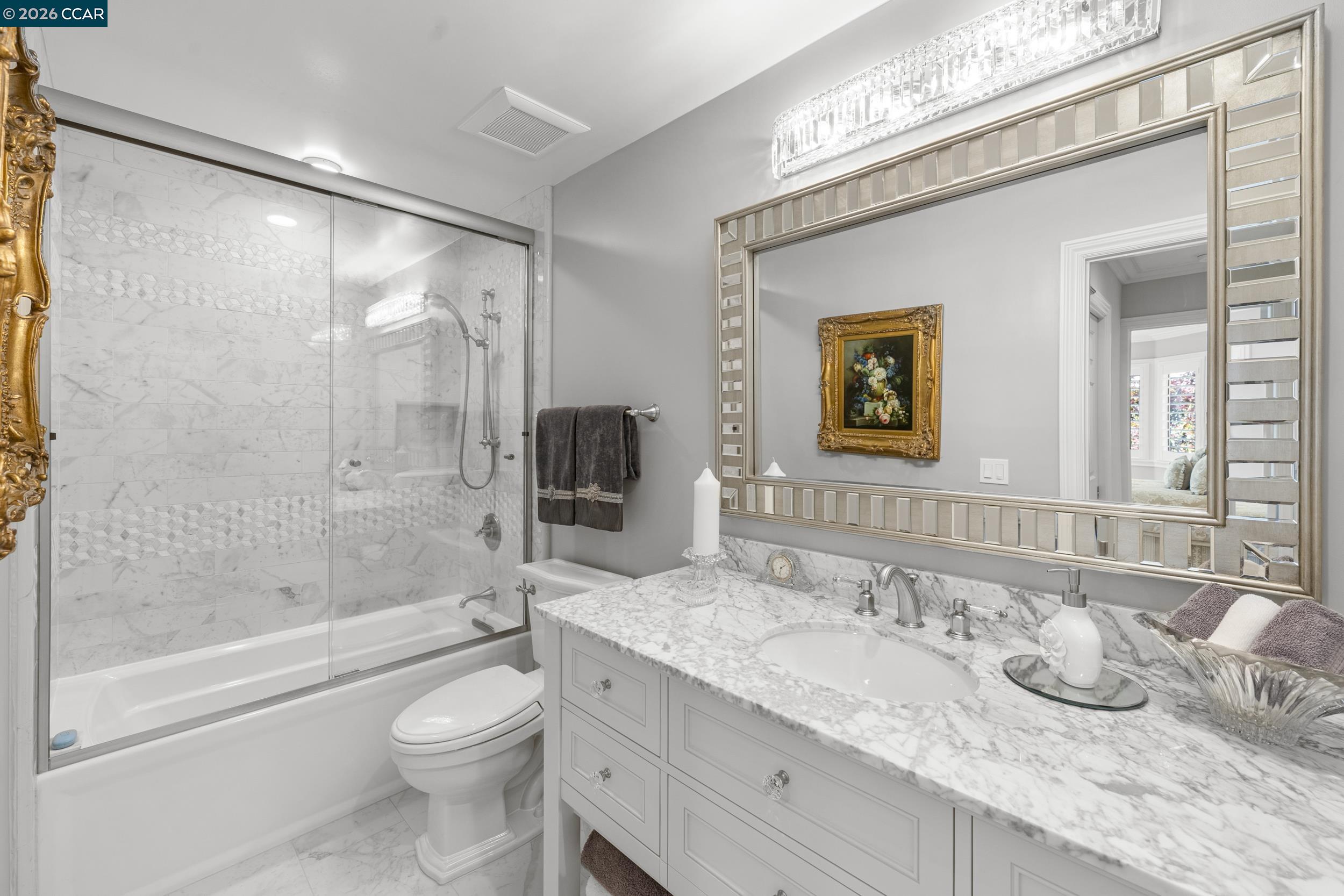 114 Golden Ridge Road Alamo, CA 94507 - Photo 27 of 60 a bathroom with a granite countertop sink toilet and shower