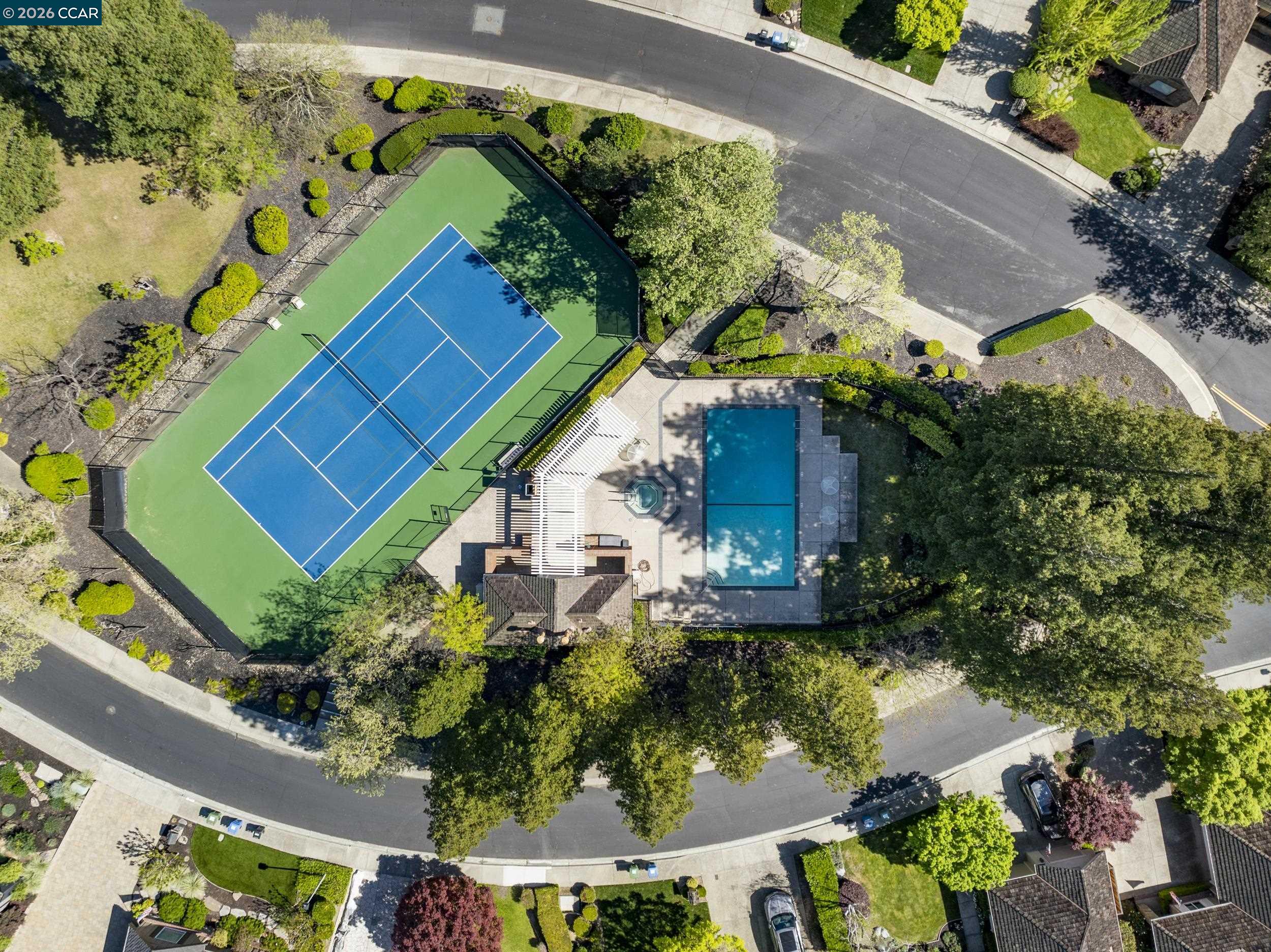 114 Golden Ridge Road Alamo, CA 94507 - Photo 48 of 60 an aerial view of a house with a yard and potted plants