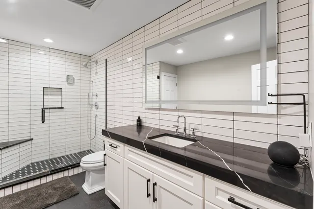 a view of a patio with a yard