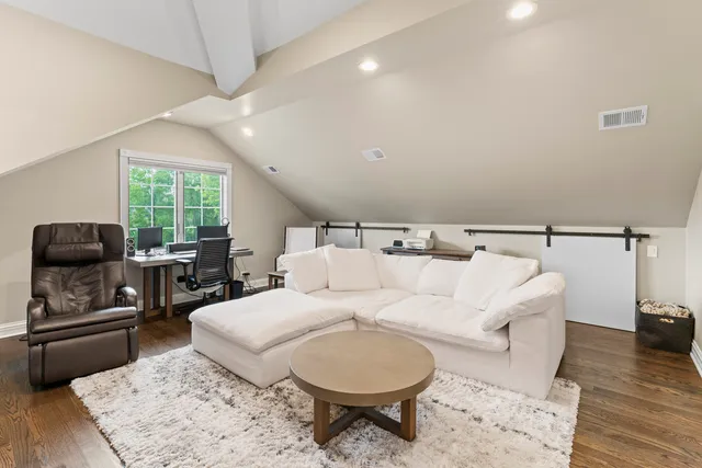 an aerial view of a house