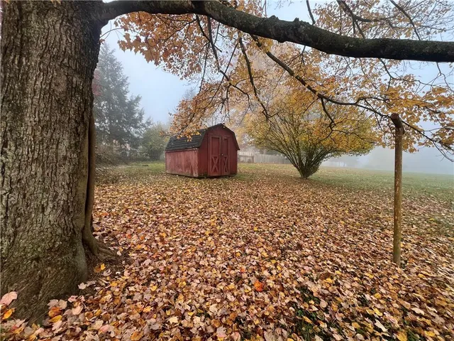 a view of a backyard of the house