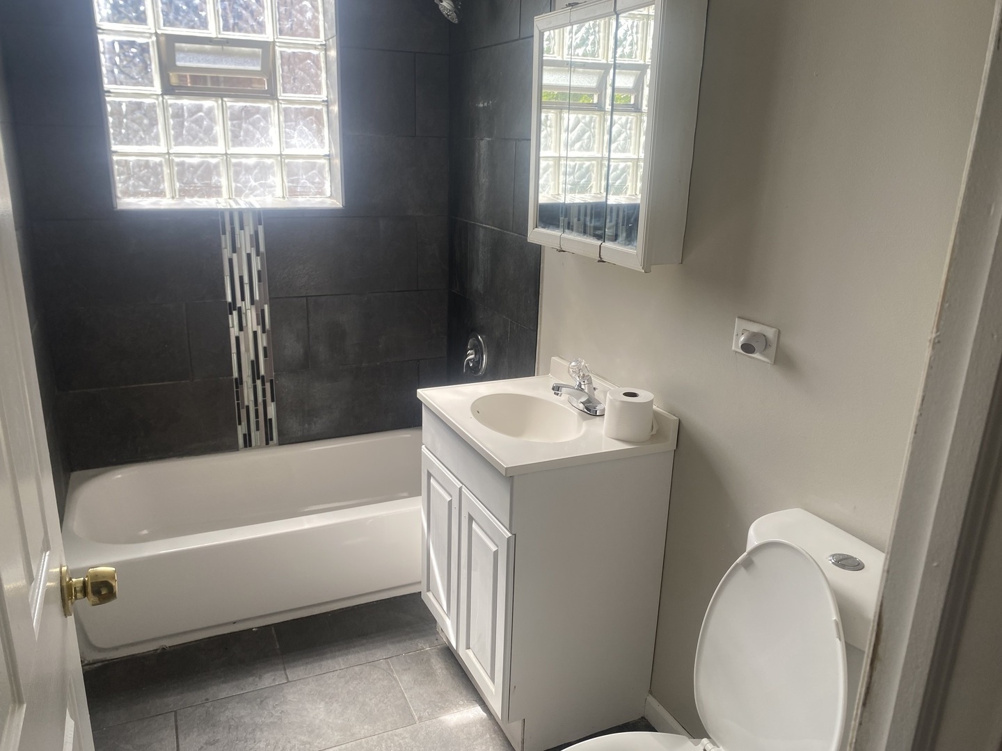 1253 West 80th Street, Unit 2E Chicago, IL 60620 - Photo 8 of 10 a white bath tub sitting next to a white toilet and a window