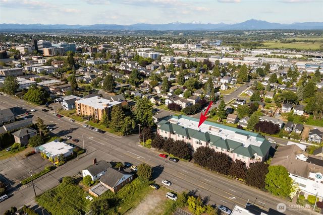an aerial view of city and lake view