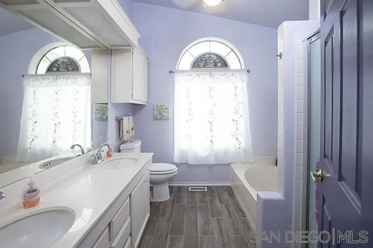 854 South Grade Road Alpine, CA 91901 - Photo 8 of 15 a bathroom with a sink a toilet and a bathtub