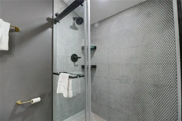a bathroom with a shower