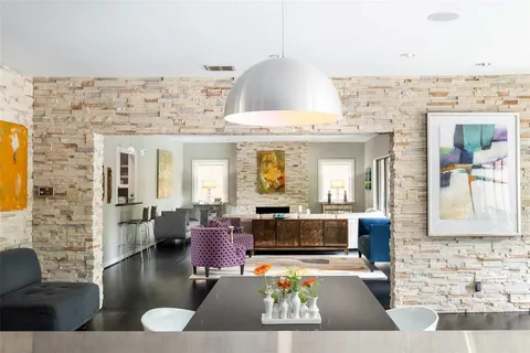a view of a living room and dining room