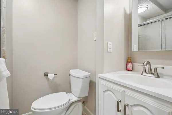 a utility room with a shower