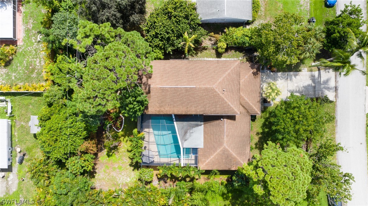 an aerial view of a house
