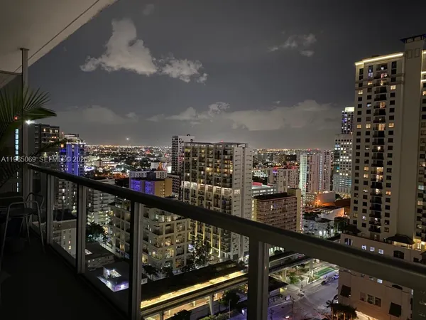 a city view from a balcony