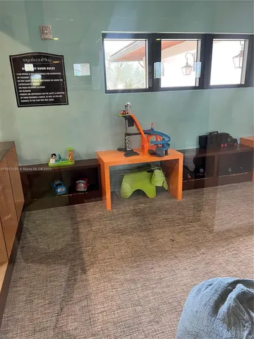 a view of a park with palm trees