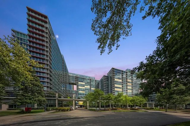 a view of a city with tall buildings