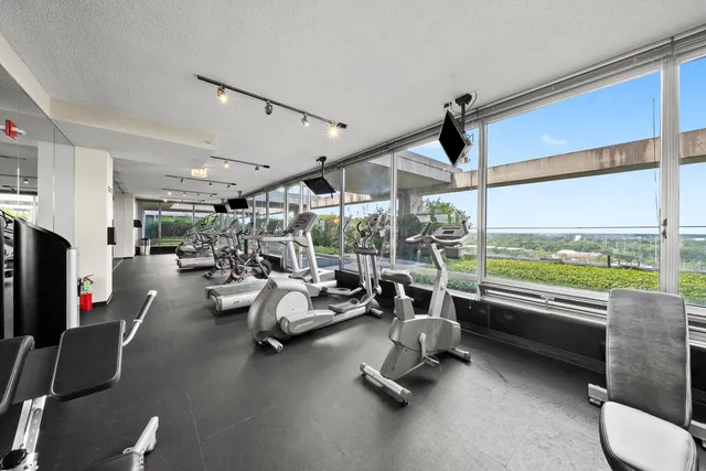a view of a room with gym equipment