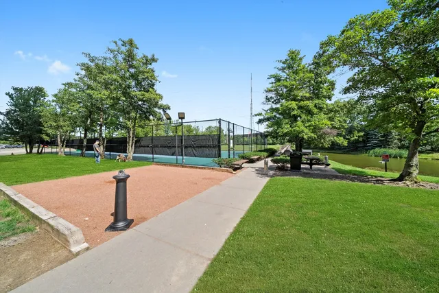 a park view with a garden space