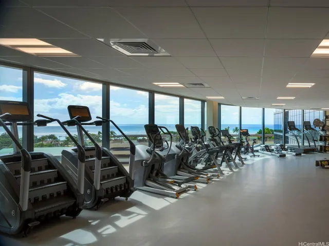 a view of a room with gym equipment