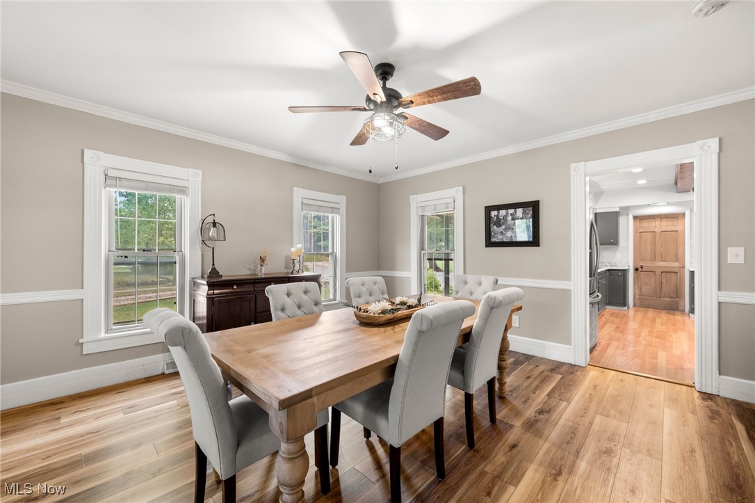 4170 Remsen Road Medina, OH 44256 - Photo 11 of 30 Huge Dining Room Featuring Crown Molding, Celling Fan and Plenty of Natural Light