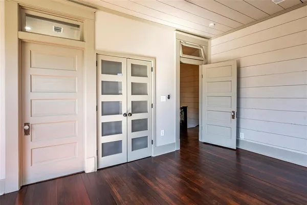 a view of wooden door