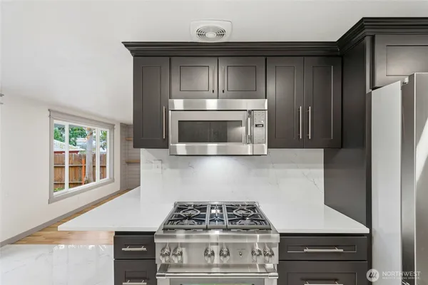 a stove top oven sitting inside of a kitchen