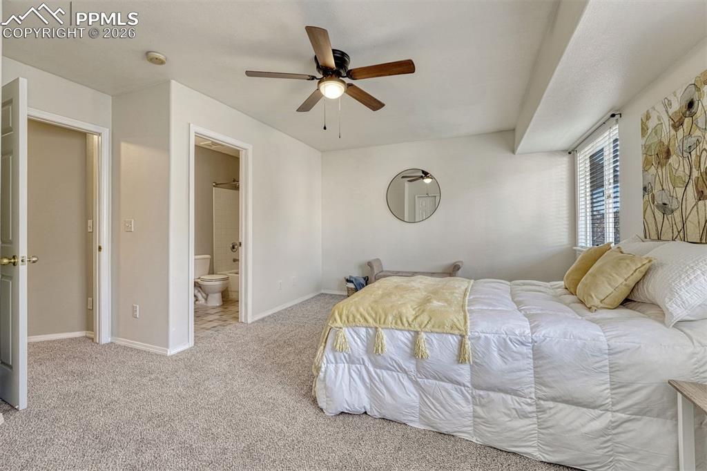 2580 Malpaso Point Colorado Springs, CO 80922 - Photo 11 of 23 a bedroom with a bed and a ceiling fan