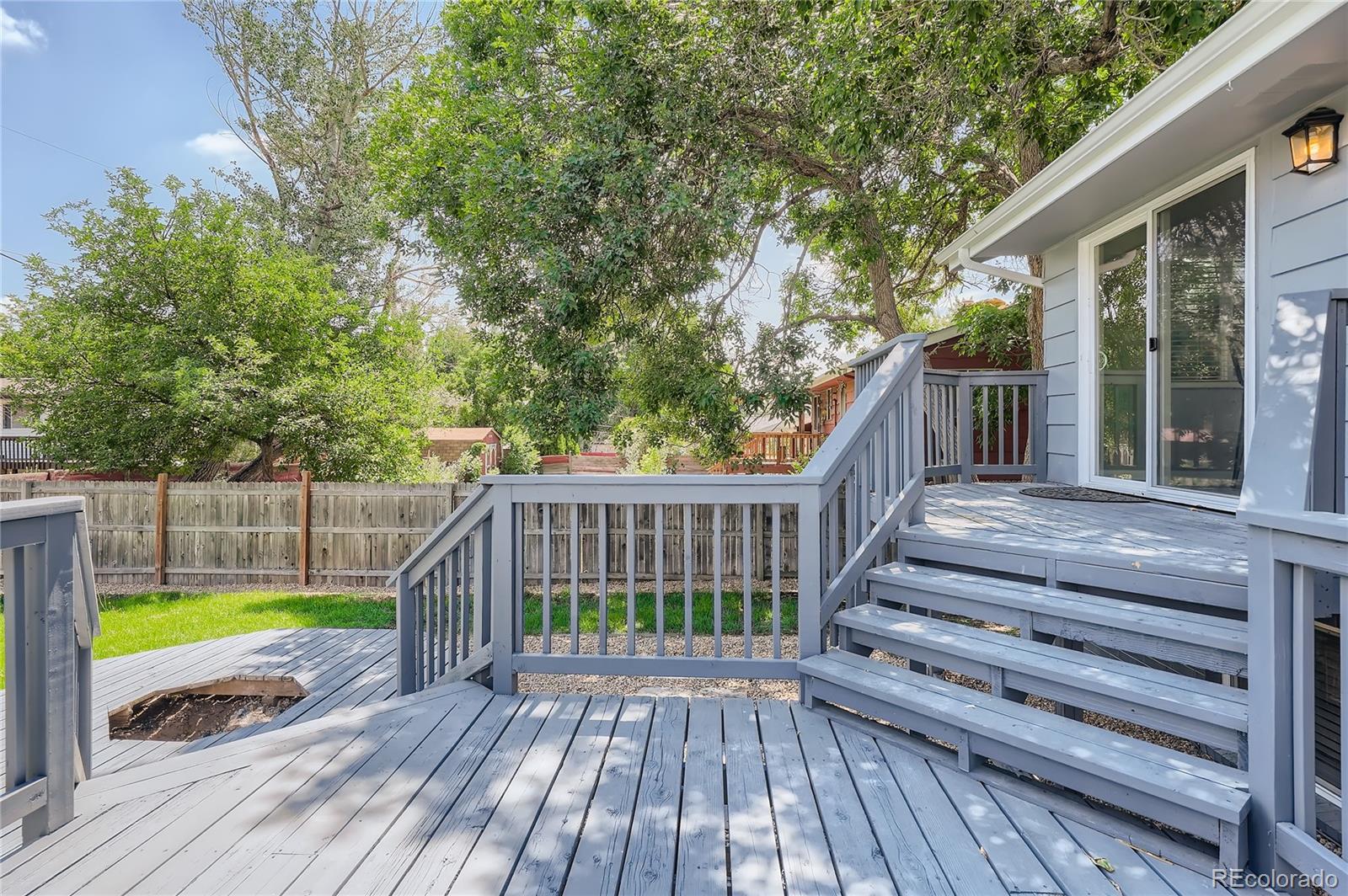 8506 Eaton Street Arvada, CO 80003 - Photo 25 of 28 a view of a wooden deck and a backyard