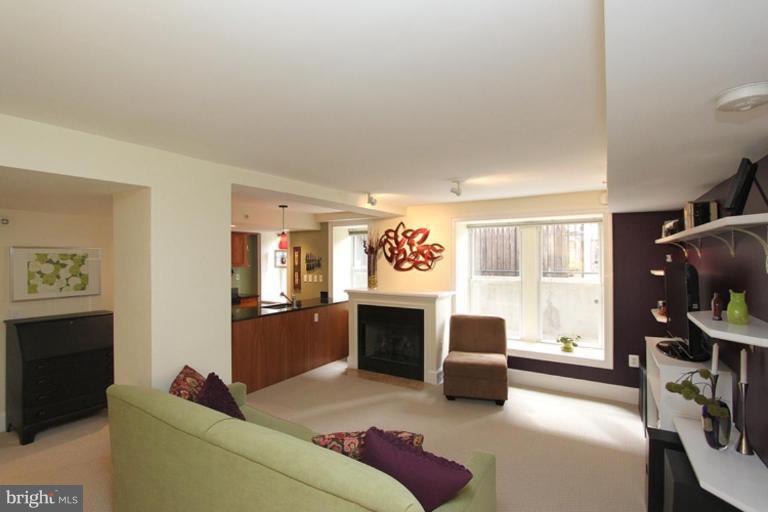 1750 16th Street Northwest, Unit 4 Washington, DC 20009 - Photo 6 of 20 a living room with furniture a flat screen tv and a fireplace