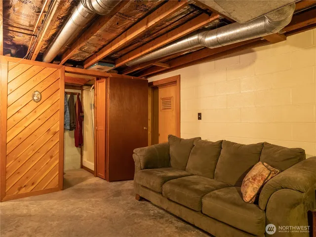 a projector room with a couch