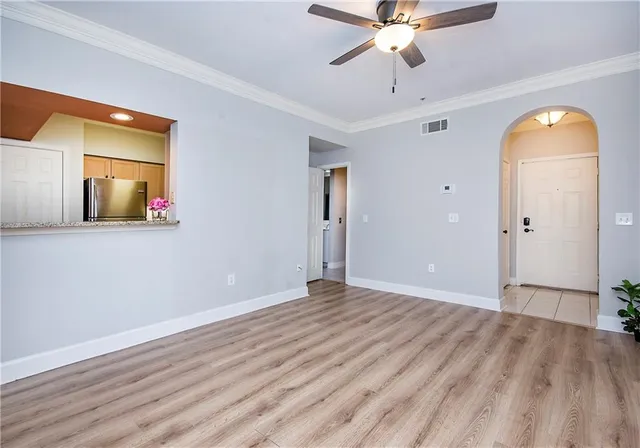 a view of a room that has a window in it