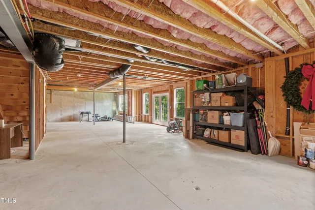 a view of a room with racks on the wall